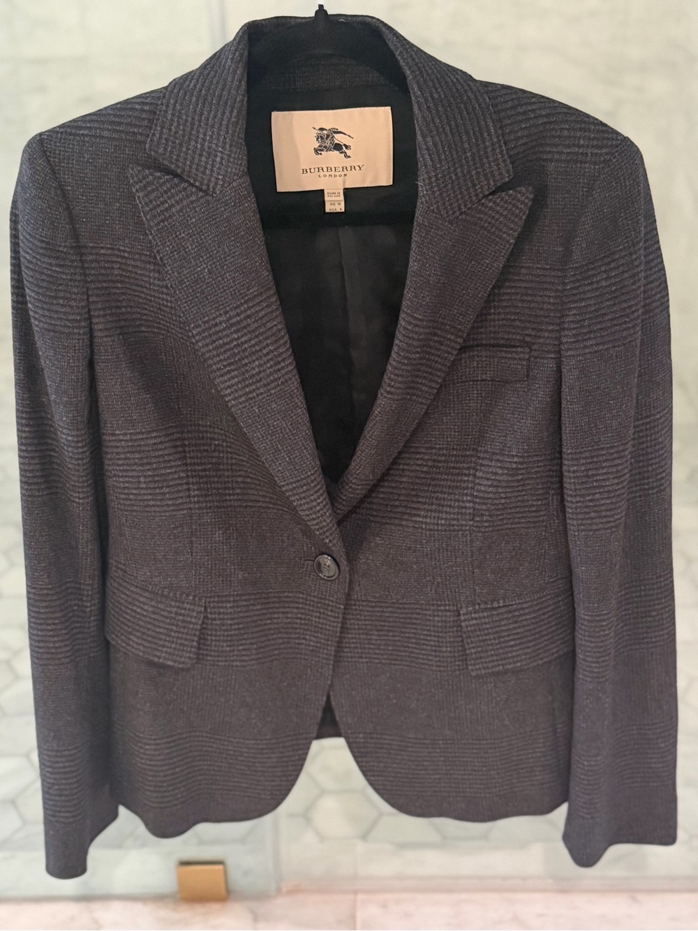 Burberry Women's Dark Gray Tailored Wool Blazer
